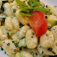 Vegane Gnocchi mit Zucchini at Brauhaus Rattenberg in Rattenberg