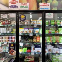 Three freezers dedicated to frozen vegan products including Gardein, Fry’s, Sophie’s Kitchen and Beyond brands as well as many dairy free ice creams! at Sam Coco Trading in Annerley