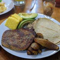 Vegan gallo pinto (3.5k CRC) at Restobar Balú in Quepos