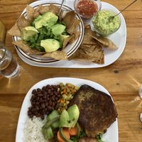Vegan nachos & vegan Casado   at Restobar Balú in Quepos