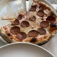 Pepperoni Pizza  (my apologies this is after we started eating so good almost forgot to take pic)  at Amor Di Pasta in Miami