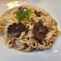 Fettuccine black truffle 💙 at Amor Di Pasta in Miami