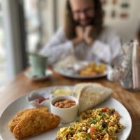 Vegan breakfast. 170 Baht, comes with a hot drink of your choice.  at The Fat Cat in Koh Phangan