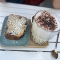 Vegan banan bread and hot chocolate   at Nuts in Biarritz