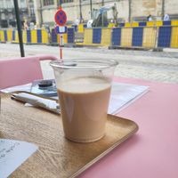 Small "smoothie" in single-use plastic (4.50€) at Café du Sablon in Brussels