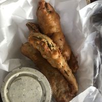 Fried pickle spears w/ vegan ranch  at Antonio's Pizzeria in Pittsburgh