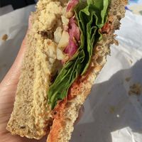 nottolenghi- hummus, roast cauliflower, pickled onions, spinach, harissa at Piece  in Glasgow