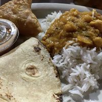 Roti, samosa, and Channa masala  at Sizzler Cuisine of India in Jackson