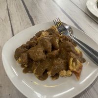 Batagor (tofu with dumplings in peanut sauce)  at Vegi House in Singaraja