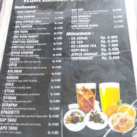 menu (dec 2019) at Vegi House in Singaraja
