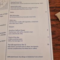 Menu at Ventre Content in Liege