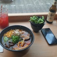 vegan ramen, edamame & homemade lemonade at BON in Prague