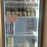 Vegan butter, tofu, fresh juices. Coconutyoghurt was out. at Odevie in Ypres