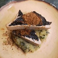 Marinated tofu and mashed potatoes, vegan version of a traditional Portuguese seafood dish at The Green Affair - Chiado in Lisbon