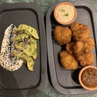 Gyozas y coliflower wings  at The Green Affair - Chiado in Lisbon