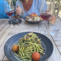 Linguine pasta and Thai salad  at The Green Affair - Chiado in Lisbon