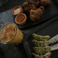 Cauliflower wings and gyoza  at The Green Affair - Chiado in Lisbon