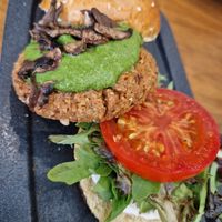 Chickpea burguer at The Green Affair - Chiado in Lisbon