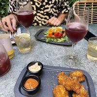 cauliflower wings and bruschetta (and sangria)  at The Green Affair - Chiado in Lisbon