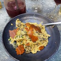 tagliatelle carbonara  at The Green Affair - Chiado in Lisbon