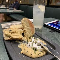 hummus and vegan feta with seeds  at The Green Affair - Chiado in Lisbon