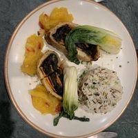 beef wellington with mango chutney, wild &white rice, buk choy  at The Green Affair - Chiado in Lisbon