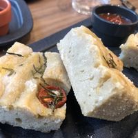 Focaccia with hummus  at The Green Affair - Chiado in Lisbon