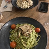 Mushroom linguini and risotto at The Green Affair - Chiado in Lisbon