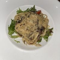 Fettuccini Alfredo with mushroom risotto sauce. So creamy and delicious! at Darbster in West Palm Beach
