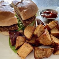 Chicken sandwich on a challah bun  at Darbster in West Palm Beach