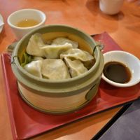 Steamed Dumplings filled with spring onion. Not bad, but not the best I've had. at Enjoy Vegetarian - Financial District in San Francisco