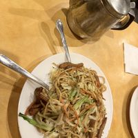 Chow mein with vegan chicken and black pepperr  at Enjoy Vegetarian - Financial District in San Francisco