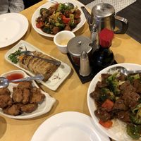 Mongolian “beef” Kung pao “chicken” and nuggets at Enjoy Vegetarian - Financial District in San Francisco