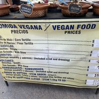 Menu and prices  at Productos Veganos Rancho San Agustín in Puerto Vallarta