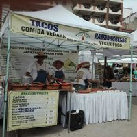 Stand at farmer's market at Productos Veganos Rancho San Agustín in Puerto Vallarta