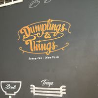  Sign in eaterie at Dumplings & Things in Sunnyside