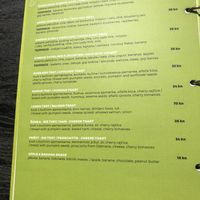 Menu at Roots in Zagreb