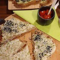 Hummus and avocado toasts at Roots in Zagreb