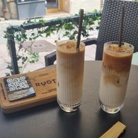 Iced coffee with plant milk at Roots in Zagreb