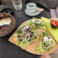 Açaí bowl and avocado on toast + coffee at Roots in Zagreb