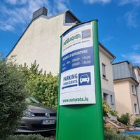 Sign at road at Naturata in Dudelange