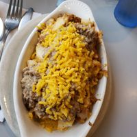 Loaded home fries at James Brown's Place in Rochester