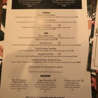 Menu  at Khu Khu in Auckland