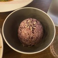 Purple sunflower rice  at Khu Khu in Auckland