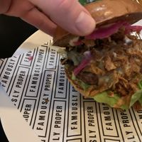 Inside the truffle burger  at Byron in Edinburgh