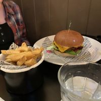 Cali vegan burger with skin on fries  at Byron in Edinburgh