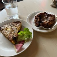 Veesh on the left; bread pudding on the right. 😋  at Village Bakery and Cafe in Athens