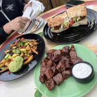 Frachos, the original coal sandwich, and the Thai chili seitan bites   at Crust and Crumble in Asbury Park