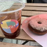 Coconut cherry venuts with iced americano  at Whyte - VENUTS in Tokyo