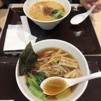 dandan noodles on top and shouyu noodles on the bottom! at NRT - T's Tantan - T1 in Narita